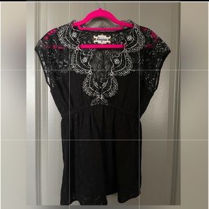 Vtg Meghan LA sexy lace top blouse XS